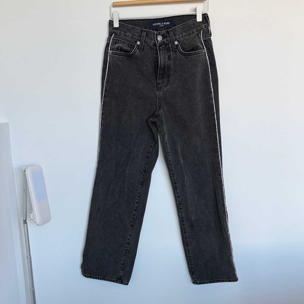 Veronica Beard Dark Gray Dylan Straight Leg Jeans